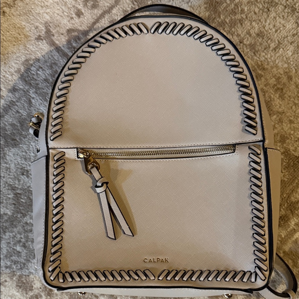 Calpak Cream Backpack with Black Detailing